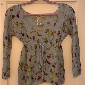 Free People Cropped Floral Sweater